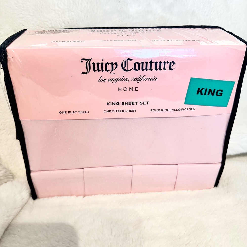 *NEW* Juicy Couture Pink 6 Piece King Sheet Set
